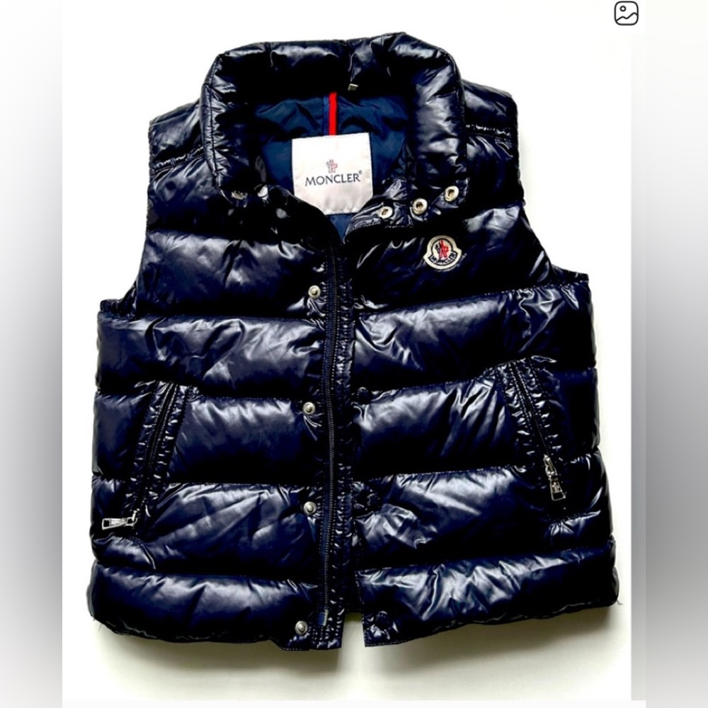 Moncler Kids Shiny Blue Puffer Vest